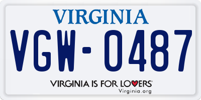 VA license plate VGW0487