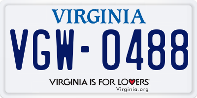 VA license plate VGW0488
