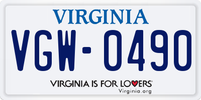 VA license plate VGW0490