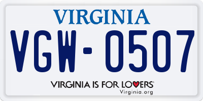 VA license plate VGW0507