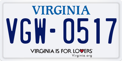 VA license plate VGW0517