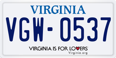 VA license plate VGW0537
