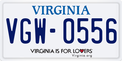 VA license plate VGW0556