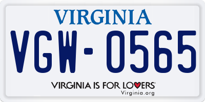 VA license plate VGW0565