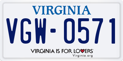 VA license plate VGW0571