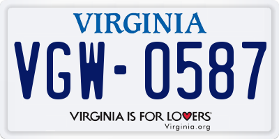 VA license plate VGW0587