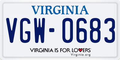 VA license plate VGW0683