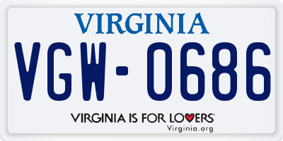 VA license plate VGW0686