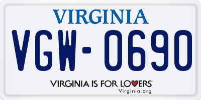 VA license plate VGW0690