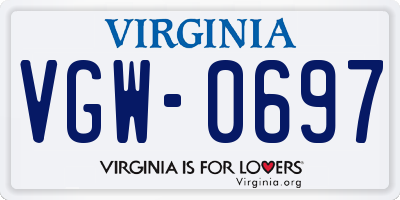 VA license plate VGW0697