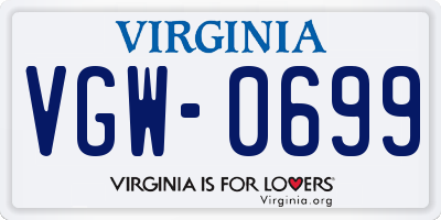 VA license plate VGW0699