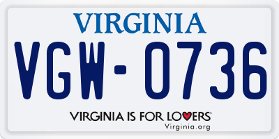 VA license plate VGW0736