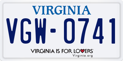 VA license plate VGW0741