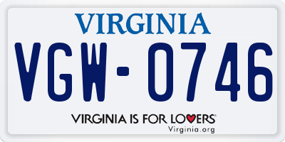 VA license plate VGW0746