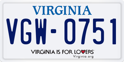 VA license plate VGW0751