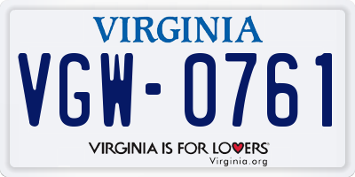 VA license plate VGW0761