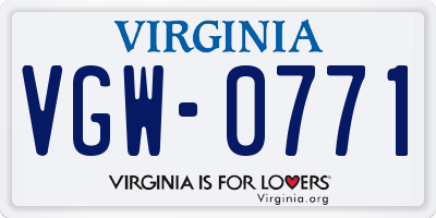 VA license plate VGW0771