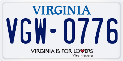 VA license plate VGW0776