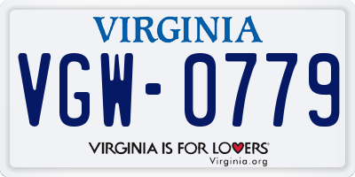 VA license plate VGW0779