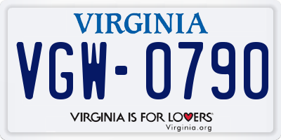 VA license plate VGW0790