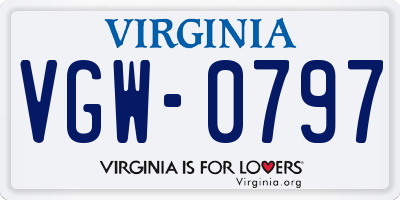 VA license plate VGW0797