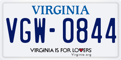 VA license plate VGW0844