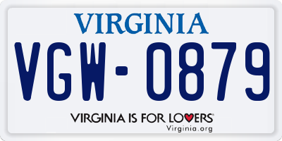 VA license plate VGW0879