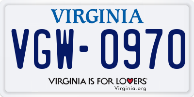 VA license plate VGW0970