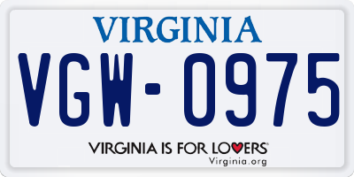 VA license plate VGW0975