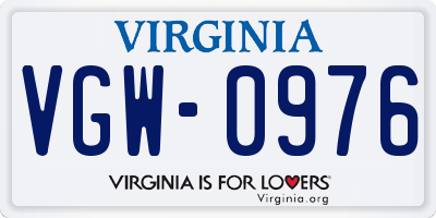 VA license plate VGW0976