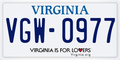 VA license plate VGW0977