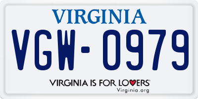 VA license plate VGW0979