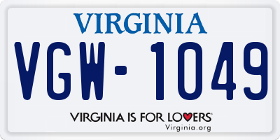 VA license plate VGW1049
