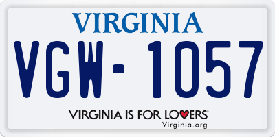 VA license plate VGW1057