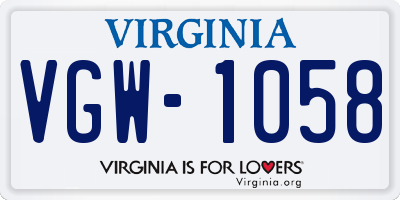 VA license plate VGW1058