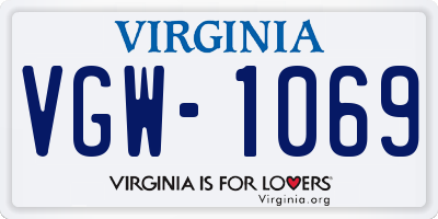 VA license plate VGW1069