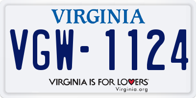 VA license plate VGW1124