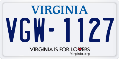 VA license plate VGW1127
