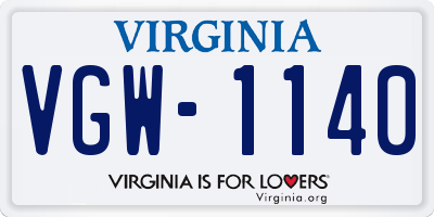 VA license plate VGW1140