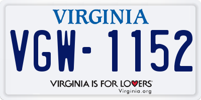 VA license plate VGW1152
