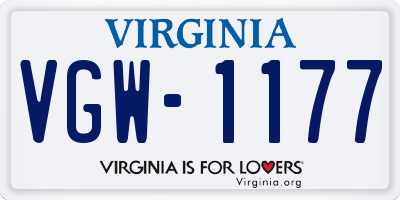 VA license plate VGW1177