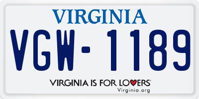 VA license plate VGW1189