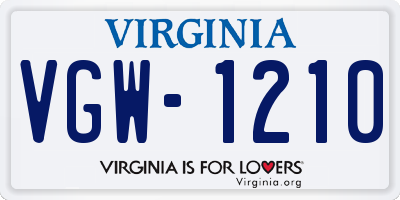 VA license plate VGW1210