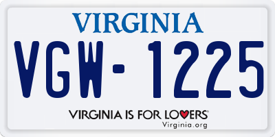 VA license plate VGW1225