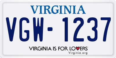 VA license plate VGW1237
