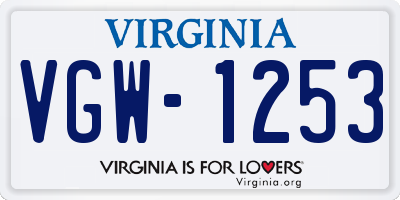 VA license plate VGW1253