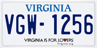 VA license plate VGW1256