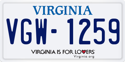 VA license plate VGW1259