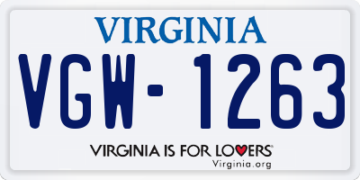 VA license plate VGW1263