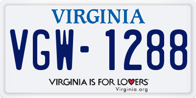 VA license plate VGW1288